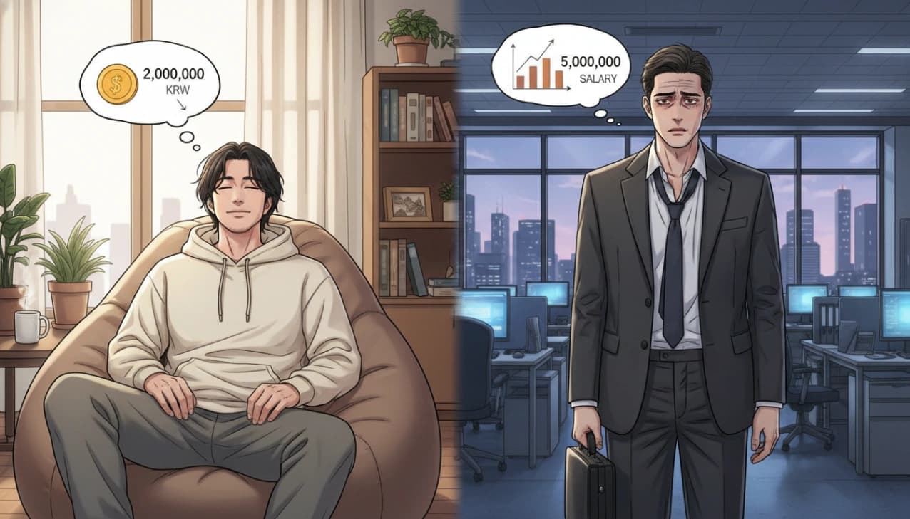 월 200 백수 vs 월500 직장인 썸네일 2